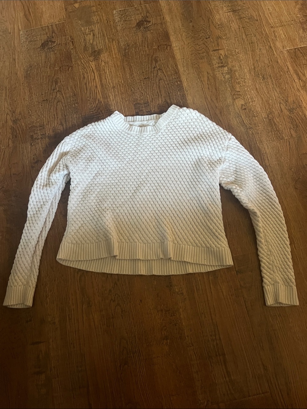 SHEIN White Textured Crew Neck Sweater
